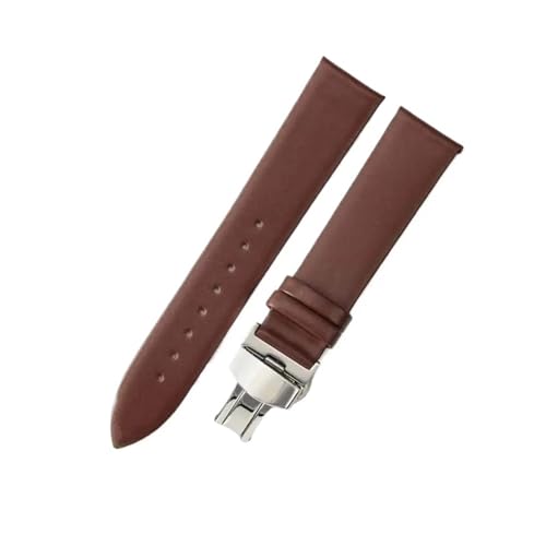 Jeniko Echtes Leder, Ultradünn, Weich, Kompatibel Mit DW, Kompatibel Mit CK, Kompatibel Mit Longines, Herren Und Damen, Blau, Weiß, Braun, Uhrenzubehör, Armband, Uhrenarmband ( Color : Coffee-steel-B1 von MILNBJK