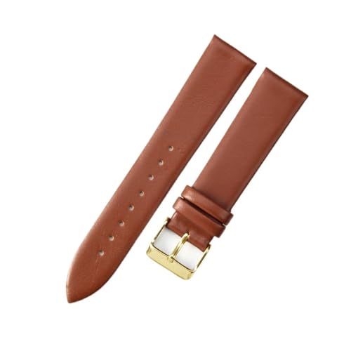 Jeniko Echtes Leder, Ultradünn, Weich, Kompatibel Mit DW, Kompatibel Mit CK, Kompatibel Mit Longines, Herren Und Damen, Blau, Weiß, Braun, Uhrenzubehör, Armband, Uhrenarmband ( Color : L-brown-Gold-K1 von MILNBJK