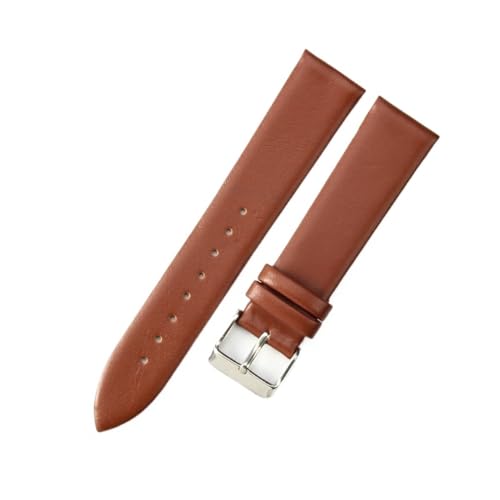 Jeniko Echtes Leder, Ultradünn, Weich, Kompatibel Mit DW, Kompatibel Mit CK, Kompatibel Mit Longines, Herren Und Damen, Blau, Weiß, Braun, Uhrenzubehör, Armband, Uhrenarmband ( Color : L-brown-steel-K von MILNBJK