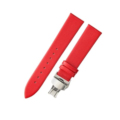 Jeniko Echtes Leder, Ultradünn, Weich, Kompatibel Mit DW, Kompatibel Mit CK, Kompatibel Mit Longines, Herren Und Damen, Blau, Weiß, Braun, Uhrenzubehör, Armband, Uhrenarmband ( Color : Red-steel-B1 , von MILNBJK