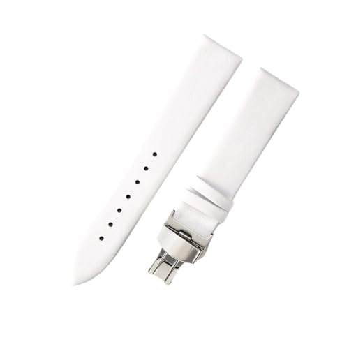 Jeniko Echtes Leder, Ultradünn, Weich, Kompatibel Mit DW, Kompatibel Mit CK, Kompatibel Mit Longines, Herren Und Damen, Blau, Weiß, Braun, Uhrenzubehör, Armband, Uhrenarmband ( Color : White-steel-B1 von MILNBJK