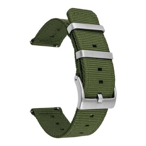 Jeniko Gewebtes Nylonarmband, 18 mm, 20 mm, 22 mm, 24 mm, Edelstahl-Reifenschnalle, Uhrenarmband for Herren und Damen, Schnellverschluss, wasserdichtes Handgelenkarmband ( Color : Army Green , Size : von MILNBJK