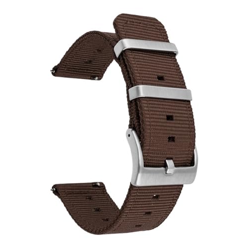 Jeniko Gewebtes Nylonarmband, 18 mm, 20 mm, 22 mm, 24 mm, Edelstahl-Reifenschnalle, Uhrenarmband for Herren und Damen, Schnellverschluss, wasserdichtes Handgelenkarmband ( Color : Brown , Size : 18mm von MILNBJK