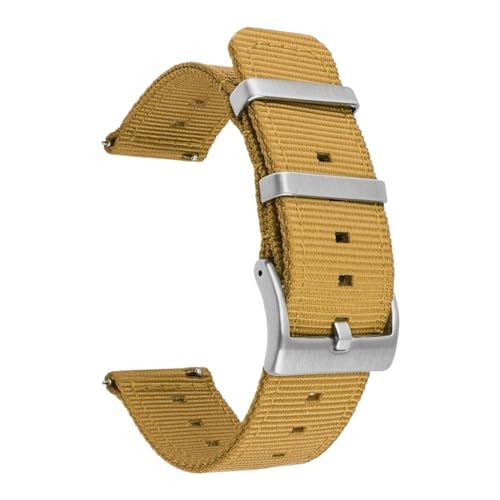 Jeniko Gewebtes Nylonarmband, 18 mm, 20 mm, 22 mm, 24 mm, Edelstahl-Reifenschnalle, Uhrenarmband for Herren und Damen, Schnellverschluss, wasserdichtes Handgelenkarmband ( Color : Gold , Size : 20mm ) von MILNBJK