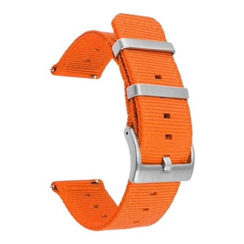 Jeniko Gewebtes Nylonarmband, 18 mm, 20 mm, 22 mm, 24 mm, Edelstahl-Reifenschnalle, Uhrenarmband for Herren und Damen, Schnellverschluss, wasserdichtes Handgelenkarmband ( Color : Orange , Size : 18mm von MILNBJK