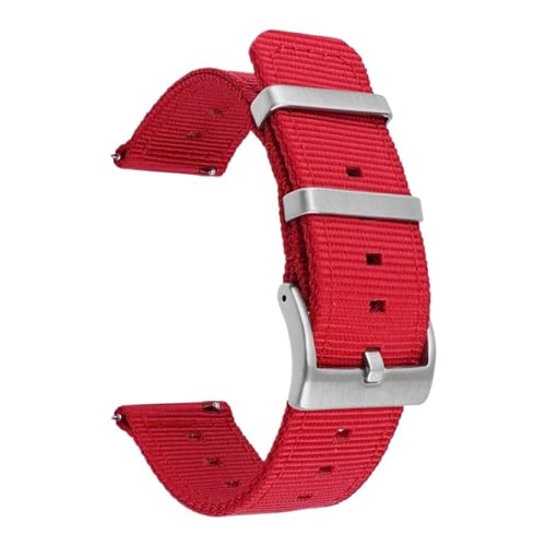 Jeniko Gewebtes Nylonarmband, 18 mm, 20 mm, 22 mm, 24 mm, Edelstahl-Reifenschnalle, Uhrenarmband for Herren und Damen, Schnellverschluss, wasserdichtes Handgelenkarmband ( Color : Red , Size : 24mm ) von MILNBJK