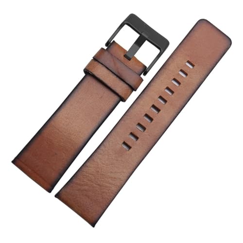 Jeniko Hochwertiges echtes Retro-Echtleder-Armband for Herren, kompatibel mit DZ4343, DZ4323, DZ7406, Vintage-Uhrenarmband aus italienischem Leder, 22 mm, 24 mm, 26 mm ( Color : A brown-black , Size : von MILNBJK