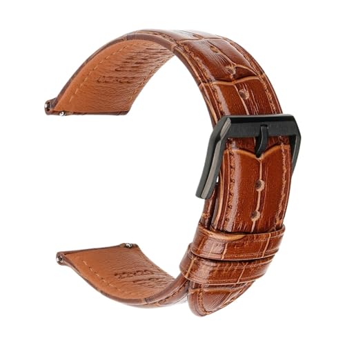 Jeniko Mode Braun Schwarz Leder Uhrenarmband 18mm 20mm 22mm 24mm Männer Frauen Armband Schmetterling Schnalle Uhr Band Armband (Color : Dark Brown B, Size : 21mm) von MILNBJK