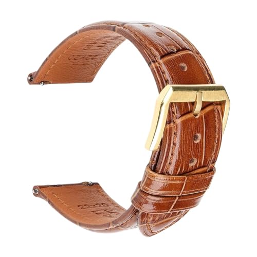 Jeniko Mode Braun Schwarz Leder Uhrenarmband 18mm 20mm 22mm 24mm Männer Frauen Armband Schmetterling Schnalle Uhr Band Armband (Color : Dark Brown G, Size : 18mm) von MILNBJK