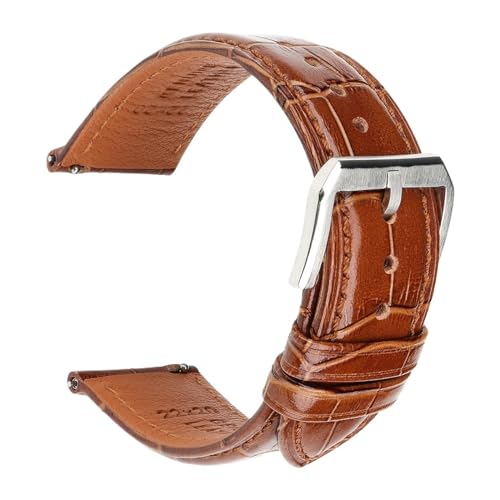 Jeniko Mode Braun Schwarz Leder Uhrenarmband 18mm 20mm 22mm 24mm Männer Frauen Armband Schmetterling Schnalle Uhr Band Armband (Color : Dark Brown S, Size : 18mm) von MILNBJK