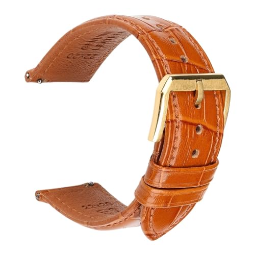 Jeniko Mode Braun Schwarz Leder Uhrenarmband 18mm 20mm 22mm 24mm Männer Frauen Armband Schmetterling Schnalle Uhr Band Armband (Color : Light Brown G, Size : 23mm) von MILNBJK