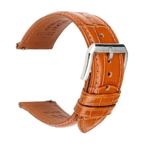 Jeniko Mode Braun Schwarz Leder Uhrenarmband 18mm 20mm 22mm 24mm Männer Frauen Armband Schmetterling Schnalle Uhr Band Armband (Color : Light Brown S, Size : 24mm) von MILNBJK