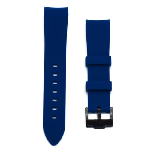 Jeniko Silikon-Uhrenarmband, Gebogenes Ende, Wasserdichtes Tauchzubehör, Kompatibel Mit Omega, Kompatibel Mit Rolex-Gummi-Uhrenarmband, 20 Mm, 22 Mm Armband ( Color : Blue(black buckle) , Size : 20mm von MILNBJK