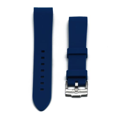 Jeniko Silikon-Uhrenarmband, Gebogenes Ende, Wasserdichtes Tauchzubehör, Kompatibel Mit Omega, Kompatibel Mit Rolex-Gummi-Uhrenarmband, 20 Mm, 22 Mm Armband ( Color : Blue(siliver buckle) , Size : 20m von MILNBJK