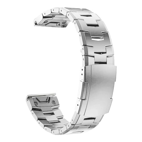 Jeniko Titan-Uhrenarmband QuickFit 26 mm, kompatibel mit Garmin Fenix ​​7X 7 6 6X Pro 5X Plus Mk2, Metallarmband, 22 mm Epix Gen 2 MARQ 955 D2 G1-Armband (Color : Silver, Size : QuickFit 26mm) von MILNBJK