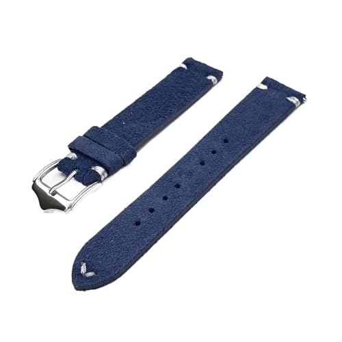 Jeniko Wildleder-Uhrenarmband, Schnellverschluss, Federsteg, Armband, Kompatibel Mit Samsung, Kompatibel Mit Huawei, Uhrenzubehör, 20 Mm, 22 Mm (Color : Blue-White Line, Size : 22mm) von MILNBJK