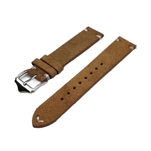 Jeniko Wildleder-Uhrenarmband, Schnellverschluss, Federsteg, Armband, Kompatibel Mit Samsung, Kompatibel Mit Huawei, Uhrenzubehör, 20 Mm, 22 Mm (Color : Khaki-White Line, Size : 20mm) von MILNBJK