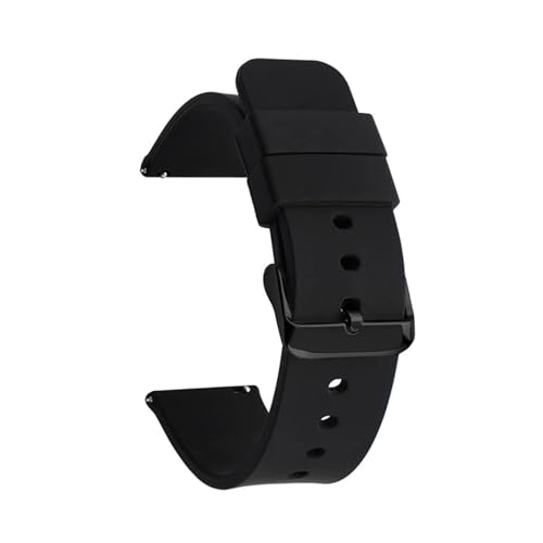 MILNBJK Jeniko 12mm 14mm 16mm 18mm 19mm 20mm 21mm 22mm 24mm Silikon Ersatz Uhrenarmband Gummi Sport Armband Armband (Color : Black black buckle, Size : 22mm) von MILNBJK