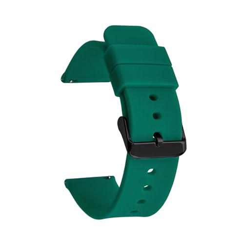 MILNBJK Jeniko 12mm 14mm 16mm 18mm 19mm 20mm 21mm 22mm 24mm Silikon Ersatz Uhrenarmband Gummi Sport Armband Armband (Color : Dark Green black BK, Size : 16mm) von MILNBJK