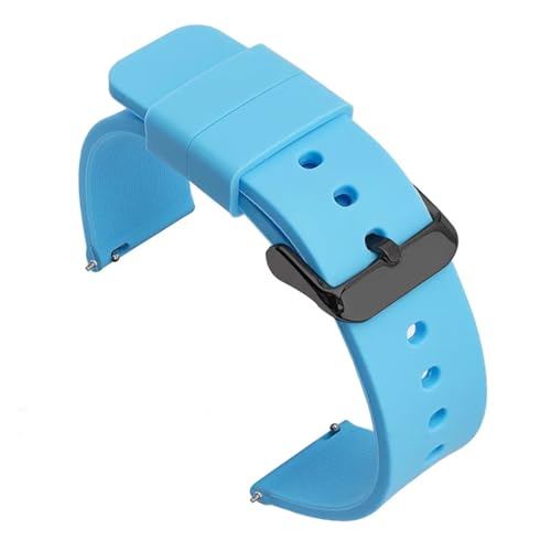 MILNBJK Jeniko 12mm 14mm 16mm 18mm 19mm 20mm 21mm 22mm 24mm Silikon Ersatz Uhrenarmband Gummi Sport Armband Armband (Color : Light Blue black BK, Size : 16mm) von MILNBJK