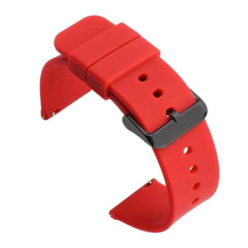 MILNBJK Jeniko 12mm 14mm 16mm 18mm 19mm 20mm 21mm 22mm 24mm Silikon Ersatz Uhrenarmband Gummi Sport Armband Armband (Color : Red black buckle, Size : 14mm) von MILNBJK