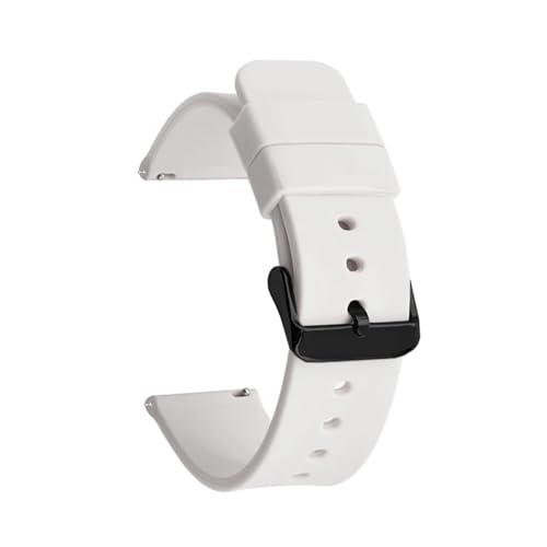 MILNBJK Jeniko 12mm 14mm 16mm 18mm 19mm 20mm 21mm 22mm 24mm Silikon Ersatz Uhrenarmband Gummi Sport Armband Armband (Color : White black buckle, Size : 21mm) von MILNBJK