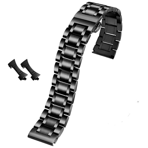 MILNBJK Jeniko 14 15 16 18 19 20 21 22 23 24 mm Uhrenarmband, kompatibel mit Männern und Frauen. Geeigneter Edelstahl mit gebogenen Armband-Zubehörbändern (Color : Black, Size : 23mm) von MILNBJK
