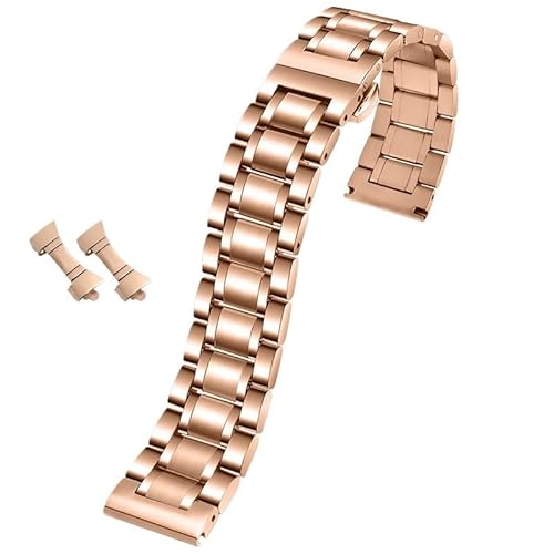 MILNBJK Jeniko 14 15 16 18 19 20 21 22 23 24 mm Uhrenarmband, kompatibel mit Männern und Frauen. Geeigneter Edelstahl mit gebogenen Armband-Zubehörbändern (Color : Rose gold, Size : 14mm) von MILNBJK