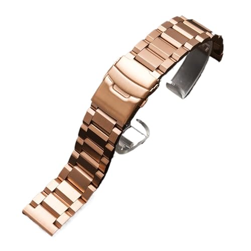 MILNBJK Jeniko 18/19/20/21/22/23/24/25mm Solide Edelstahl Uhr Band Metall Klapp Schnalle Männer Frauen Armband Zubehör (Color : Rose gold, Size : 18mm) von MILNBJK