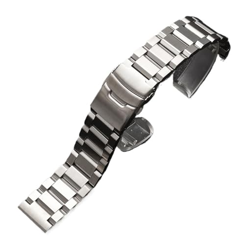 MILNBJK Jeniko 18/19/20/21/22/23/24/25mm Solide Edelstahl Uhr Band Metall Klapp Schnalle Männer Frauen Armband Zubehör (Color : Silver, Size : 18mm) von MILNBJK