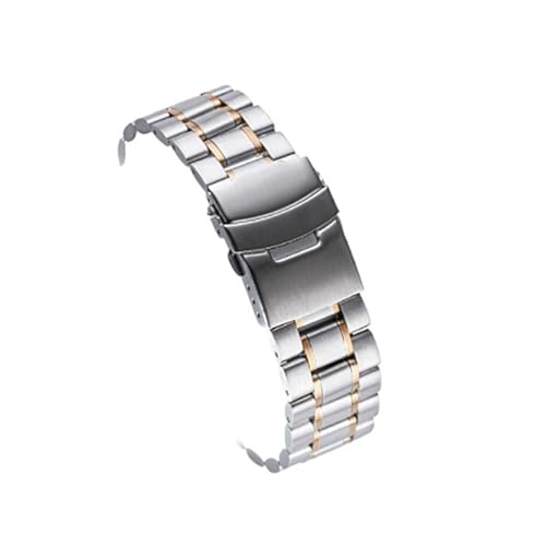 MILNBJK Jeniko 18/20/22/24 Mm Massives Edelstahl-Uhrenarmband, Gebogenes/gerades Ende, Stahlarmband, Faltschließe, Ersatz-Uhrenarmband (Color : Straight Silver-REGD, Size : 24mm) von MILNBJK