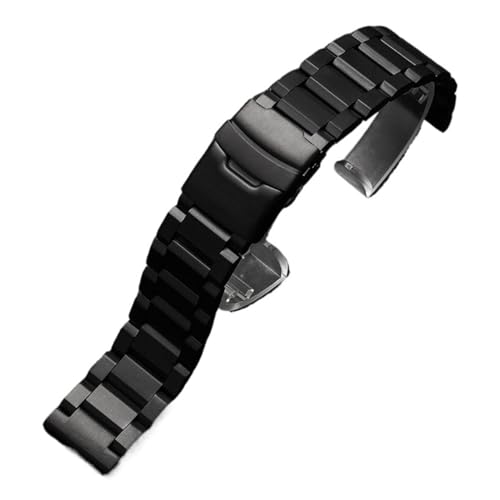 MILNBJK Jeniko 18 19 20 21 22mm 23mm 24mm 25mm Massives Edelstahlarmband Uhrenarmband Metallfaltschließe Ersatzband Uhrenzubehör (Color : Black, Size : 20mm) von MILNBJK