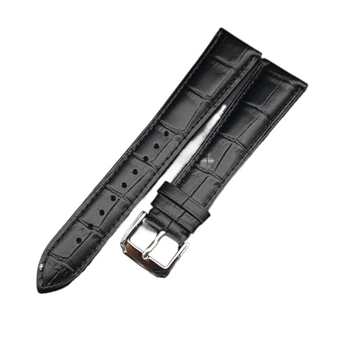 MILNBJK Jeniko 22 Cm Kalbsleder-Uhrenarmbänder, 18 Mm, 19 Mm, 20 Mm, 22 Mm, 24 Mm, Smart-Uhrenarmband, Armband, Armband, Silberne Edelstahl-Schnalle (Color : Black, Size : 20mm) von MILNBJK