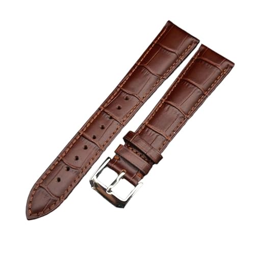 MILNBJK Jeniko 22 Cm Kalbsleder-Uhrenarmbänder, 18 Mm, 19 Mm, 20 Mm, 22 Mm, 24 Mm, Smart-Uhrenarmband, Armband, Armband, Silberne Edelstahl-Schnalle (Color : Brown, Size : 19mm) von MILNBJK