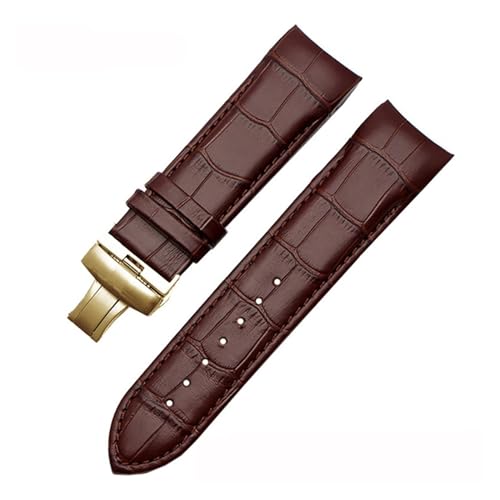 MILNBJK Jeniko 22 Mm 23 Mm 24 Mm Echtleder-Armband Mit Gebogenem Ende, Kompatibel Mit Tissot Uhrengürtel 1853 COUTURIER T035627A T035407A T035439 Herrenarmband (Color : Brown-gold, Size : 23mm) von MILNBJK