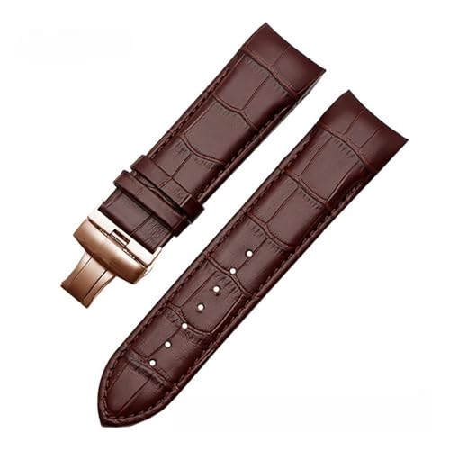 MILNBJK Jeniko 22 Mm 23 Mm 24 Mm Echtleder-Armband Mit Gebogenem Ende, Kompatibel Mit Tissot Uhrengürtel 1853 COUTURIER T035627A T035407A T035439 Herrenarmband (Color : Brown-rose gold, Size : 22mm) von MILNBJK