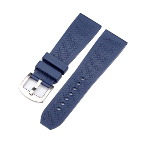 MILNBJK Jeniko 23 Mm Schwarzes, Blaues, Weiches Naturkautschuk-Uhrenarmband, Kompatibel Mit Dem CALIBRE-Uhrenarmband WSCA0006, Gürtelarmband-Armband (Color : Blue, Size : 23mm) von MILNBJK