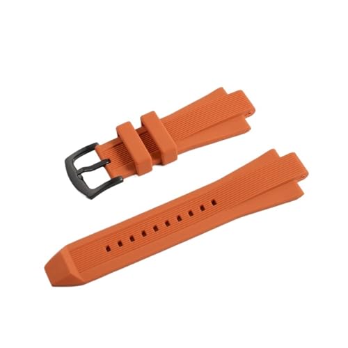 MILNBJK Jeniko 29 Mm X 13 Mm Armband Kompatibel Mit Mk8184 8729 9020 MK8152 MK9020 MK9026 Raised Mouth Silikon-Uhrenarmband-Zubehör (Color : Orange Black Buckle, Size : 29mm) von MILNBJK