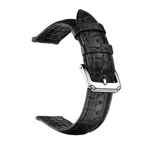 MILNBJK Jeniko Alligator Armband 18mm 20mm 22mm Echtes Leder Straps For Männer Uhr Armband Rindsleder Frauen Uhr Zubehör Gürtel (Color : Black-Black Stitch, Size : 18mm) von MILNBJK