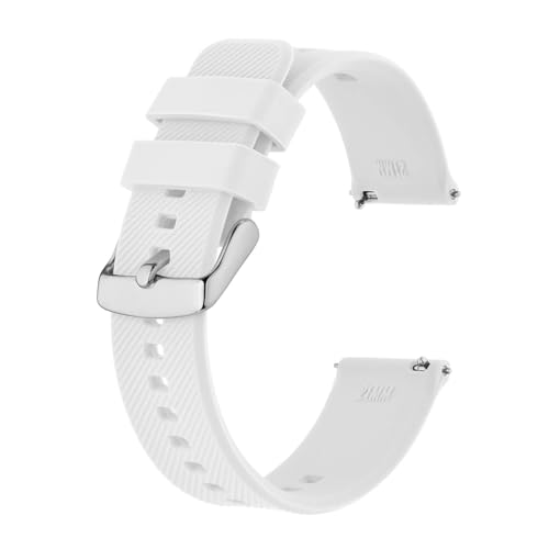 MILNBJK Jeniko Armband 18 Mm ~ 22 Mm Silikon-Uhrenarmband For Herren Und Damen, Ersatzband, Gummi-Armband, Rostfreie Schnalle (Color : White-silver, Size : 22mm) von MILNBJK