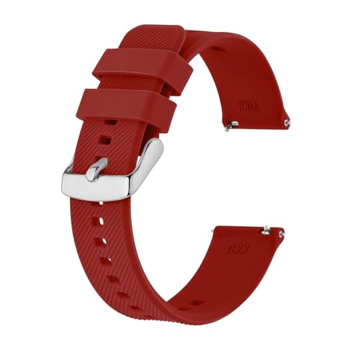 MILNBJK Jeniko Armband 18 Mm ~ 22 Mm Silikon-Uhrenarmband For Herren Und Damen, Ersatzband, Gummi-Armband, Rostfreie Schnalle (Color : Wine Red-silver, Size : 19mm) von MILNBJK