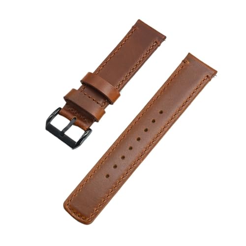 MILNBJK Jeniko Armband 20mm 22mm Mit Schnellverschluss Frühling Damen Herrenuhr Zubehör Schwarz Silber Schnalle Echtes Leder Uhrenarmband (Color : Brown(Black), Size : 22mm) von MILNBJK