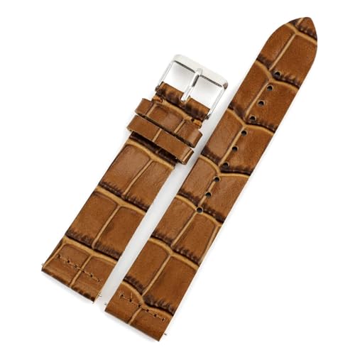 MILNBJK Jeniko Bambusmuster, Luxuriöses Design, Leder-Uhrenarmbänder Mit Edelstahl-Schnalle, Herren-Uhrenarmband, 18 Mm, 20 Mm, 22 Mm (Color : Brown, Size : 22mm) von MILNBJK