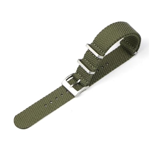 MILNBJK Jeniko Baumwoll-Uhrenarmband, Vintage-Uhrenarmband, 20 Mm, 22 Mm, Grau-grünes Uhrenarmband, Gürtel Mit Edelstahl-Schnalle (Color : Army green, Size : 20mm) von MILNBJK