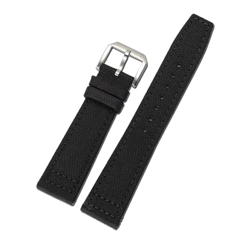 MILNBJK Jeniko Canvas Uhrenarmband 20mm 21mm 22mm Grün Schwarz Ersatzuhr Zubehör Gürtel (Color : Black, Size : 20mm black buckle) von MILNBJK