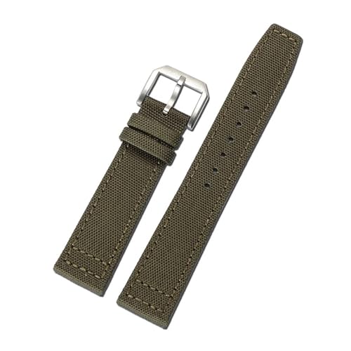 MILNBJK Jeniko Canvas Uhrenarmband 20mm 21mm 22mm Grün Schwarz Ersatzuhr Zubehör Gürtel (Color : Green, Size : 20mm gold buckle) von MILNBJK