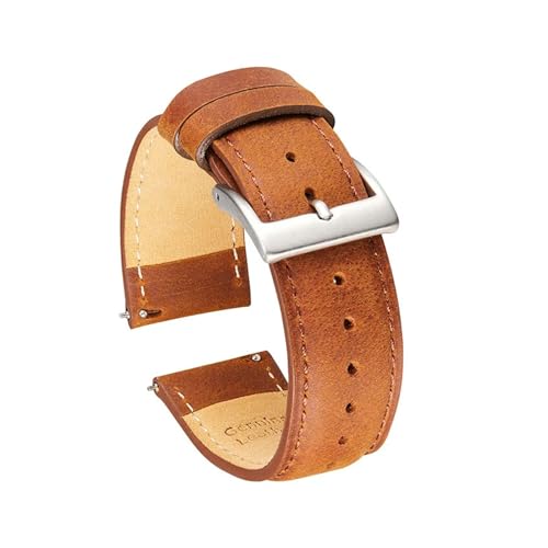 MILNBJK Jeniko Crazy Horse Lederarmband 20mm 22mm Retro Uhrenarmband Ersatzarmband Gürtel Mit Schnellverschluss-Federsteg (Color : Coffee 1, Size : 20mm) von MILNBJK