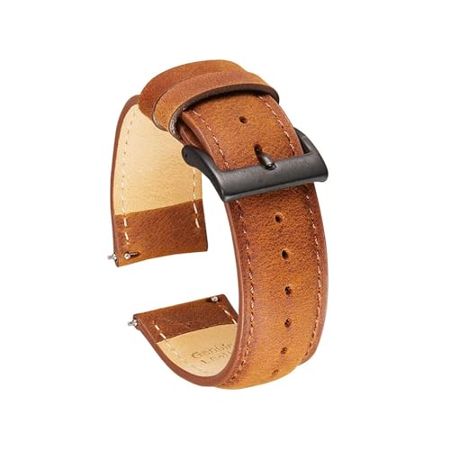 MILNBJK Jeniko Crazy Horse Lederarmband 20mm 22mm Retro Uhrenarmband Ersatzarmband Gürtel Mit Schnellverschluss-Federsteg (Color : Coffee 2, Size : 20mm) von MILNBJK