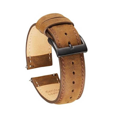 MILNBJK Jeniko Crazy Horse Lederarmband 20mm 22mm Retro Uhrenarmband Ersatzarmband Gürtel Mit Schnellverschluss-Federsteg (Color : Dark brown 2, Size : 22mm) von MILNBJK