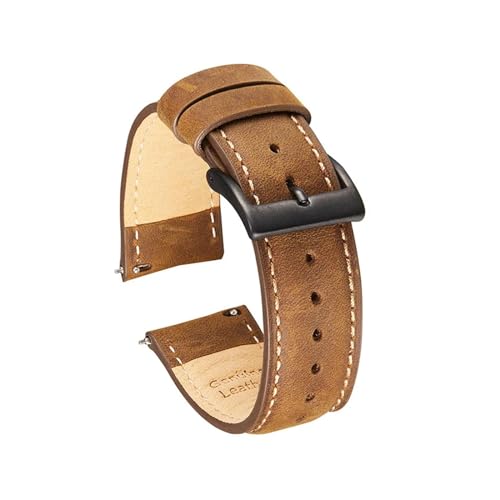 MILNBJK Jeniko Crazy Horse Lederarmband 20mm 22mm Retro Uhrenarmband Ersatzarmband Gürtel Mit Schnellverschluss-Federsteg (Color : Dark brown white 2, Size : 22mm) von MILNBJK